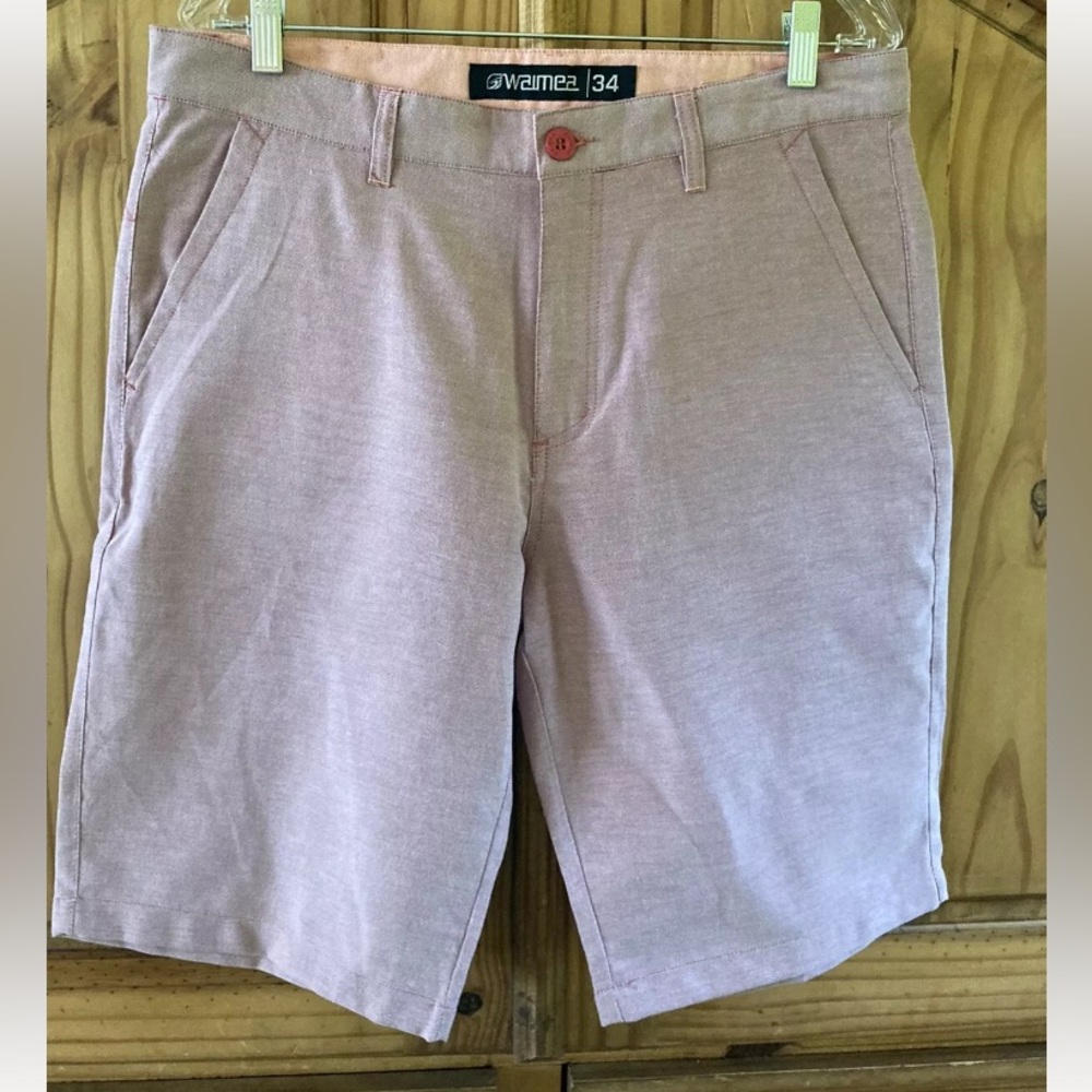 Men's Waimea pink flat front chino Bermuda shorts size 34